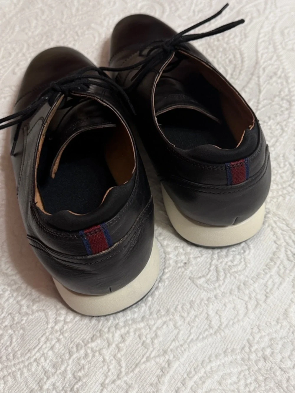 Florsheim Transit Cap Toe Oxfords Size 11 Mens Black Leather White Trim